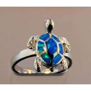   STERLING SILVER TURTLE LAB CREATED OPAL RING SIZE 6 