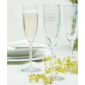  White Wedding Bride and Groom Flutes (Set of 1)   by 