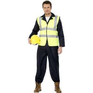  Smiffys Builders Costume, With Jumpsuit And Hi vis Vest 