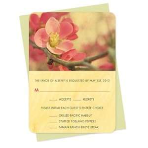  Flowering Quince Reply Card   Real Wood Wedding Stationery 