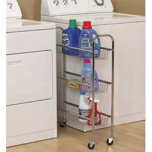 Household Essentials 5133 Rolling 3 Tier Laundry Storage Rack, Chromed 