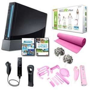  Nintendo Wii Black Holiday Pink Fit Bundle with Remote 
