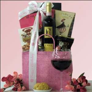 Happy Birthday Diva Wine & Sweets Birthday Gift Basket  